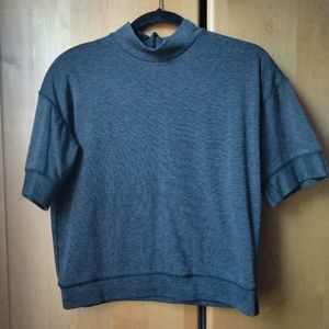 Basil and Lola Anthropologie Charcoal Grey Mock Neck Tee